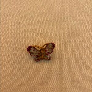 Elegant Butterfly Gold and Pink Brooch